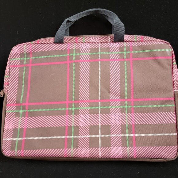Vintage Yak Pak Plaid Laptop Case Bag Padded Pink Brown 90s Y2K Retro PC Sleeve - Picture 5 of 7